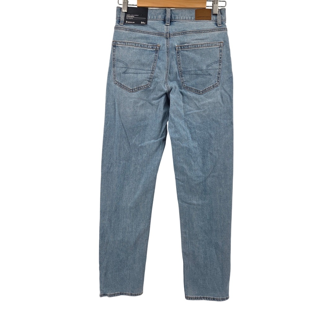 American Eagle Straight Jeans 26 Light Blue Super High Rise Stretch - Picture 3 of 8